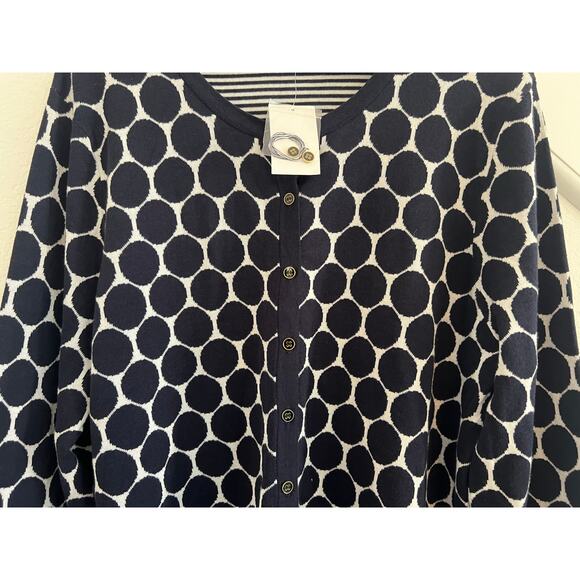 NWT Foxcroft Navy White Polka Dot Cardigan Women 2X Old Money Academia Office - Picture 4 of 16